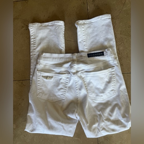 Rock & Republic ladies white jeans with silver embezzlement exc Cond SIZE 8 - Picture 10 of 15